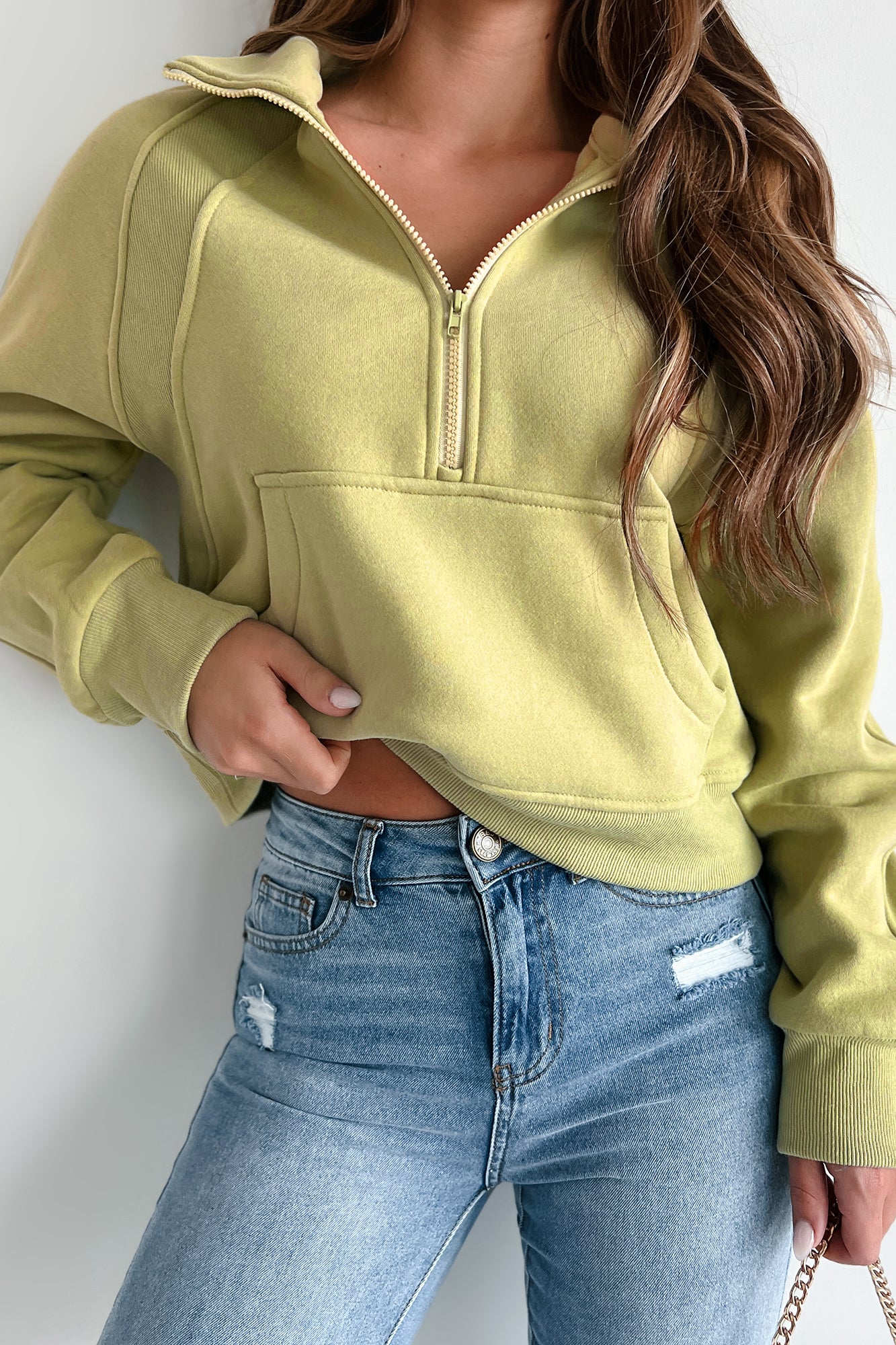 Always Low Key Half-Zip Pullover (Sage Green) - NanaMacs