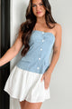 Chasing My Passions Strapless Denim Mini Dress (Denim Blue) - NanaMacs