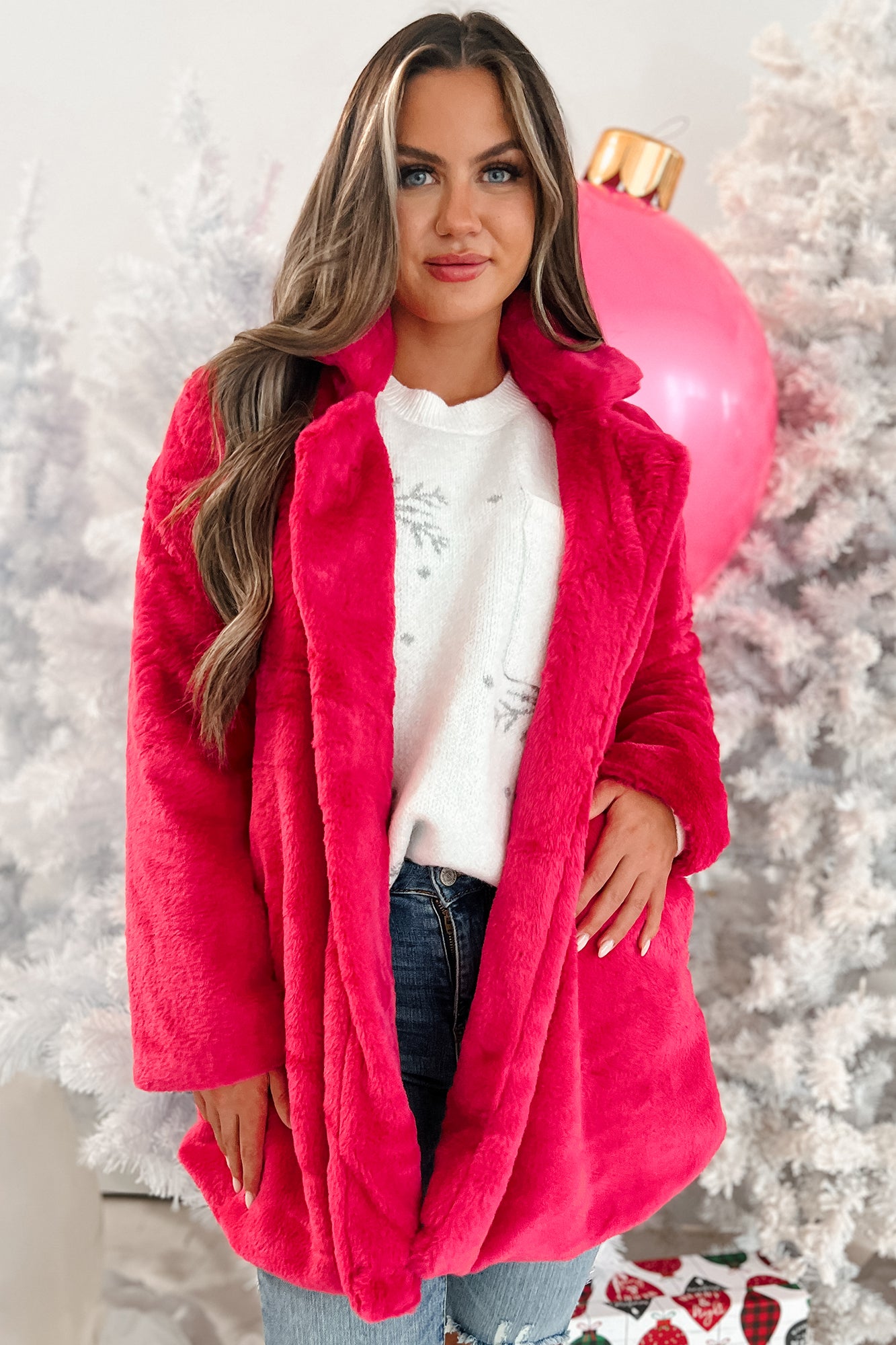 It's So Fluffy Faux Fur Crop Jacket (Pink)