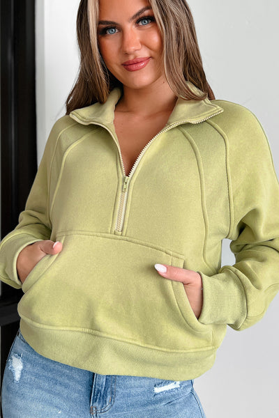 Always Low Key Half-Zip Pullover (Sage Green) - NanaMacs