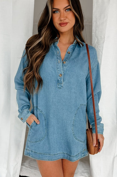 The Perfect Time & Place Denim Shirt Dress (Denim) - NanaMacs