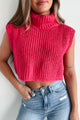 In My Fun Era Sleeveless Crop Turtleneck Sweater (Hot Pink) - NanaMacs