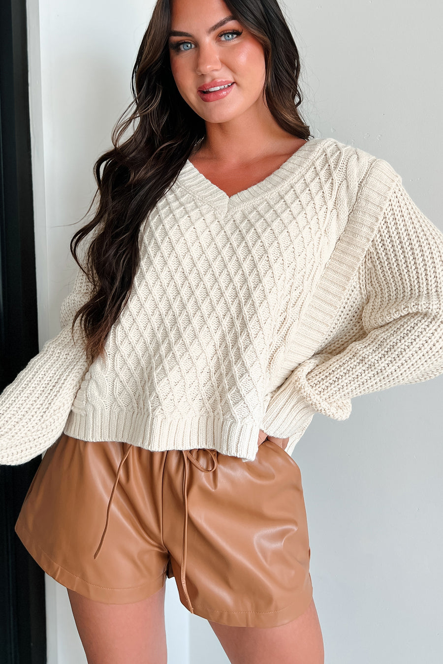 Margret V-Neck Sweater (Cream) - NanaMacs