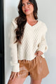 Margret V-Neck Sweater (Cream) - NanaMacs