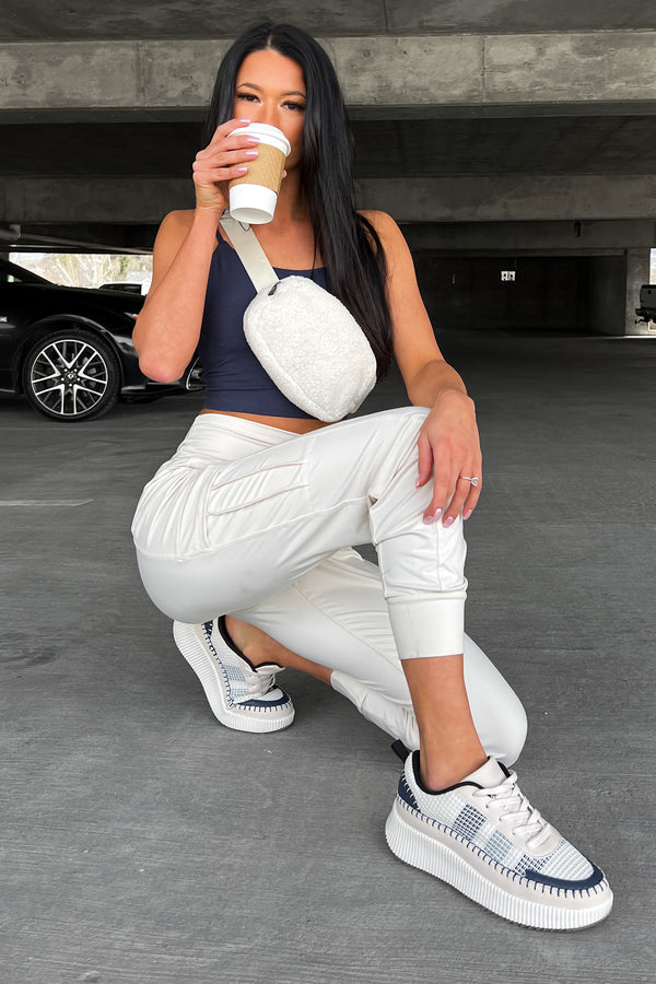 Bestie For The Restie Butter Soft Side Pocket Joggers (White Pearl) - NanaMacs