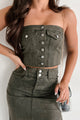 Getting Dangerous Denim Two Piece Skirt Set (Dusty Grey) - NanaMacs