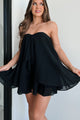 Whimsical Notion Flounce Chiffon Sweetheart Mini Dress (Black) - NanaMacs