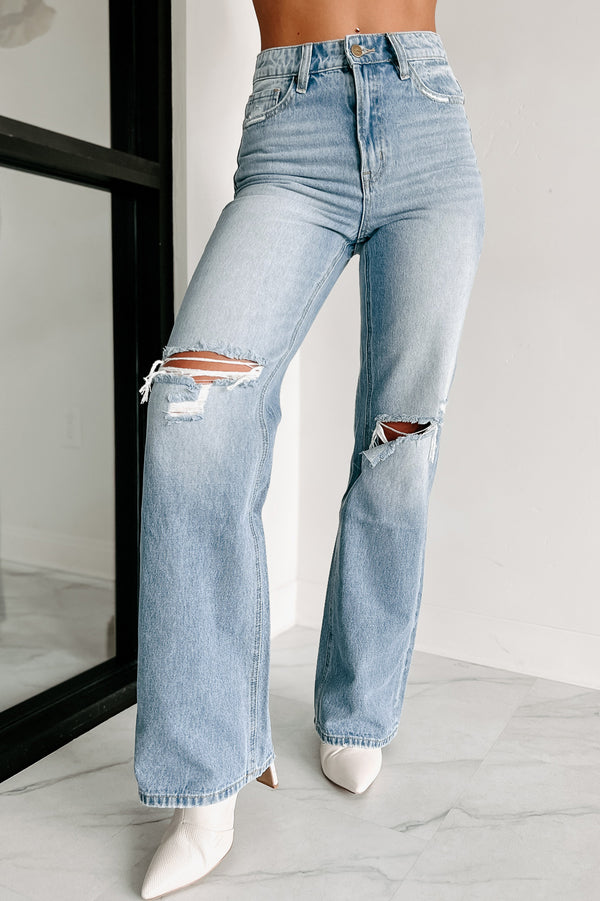 Linus High Rise 90s Vintage Flare Jeans (Medium-Light) - NanaMacs