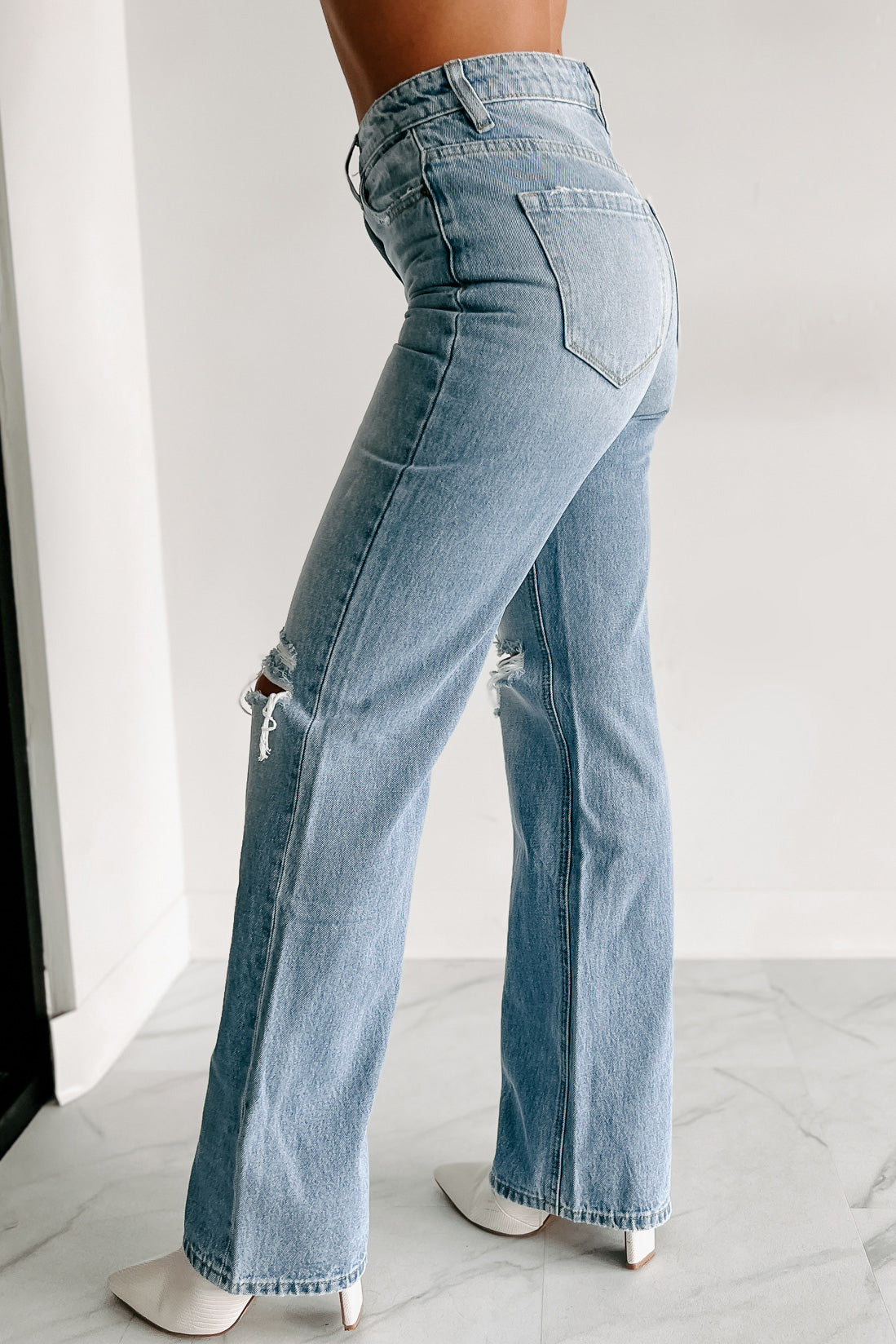 Linus High Rise 90s Vintage Flare Jeans (Medium-Light) - NanaMacs