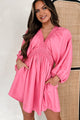 Easily The Sweetest Bubble Sleeve Mini Dress (Pink) - NanaMacs