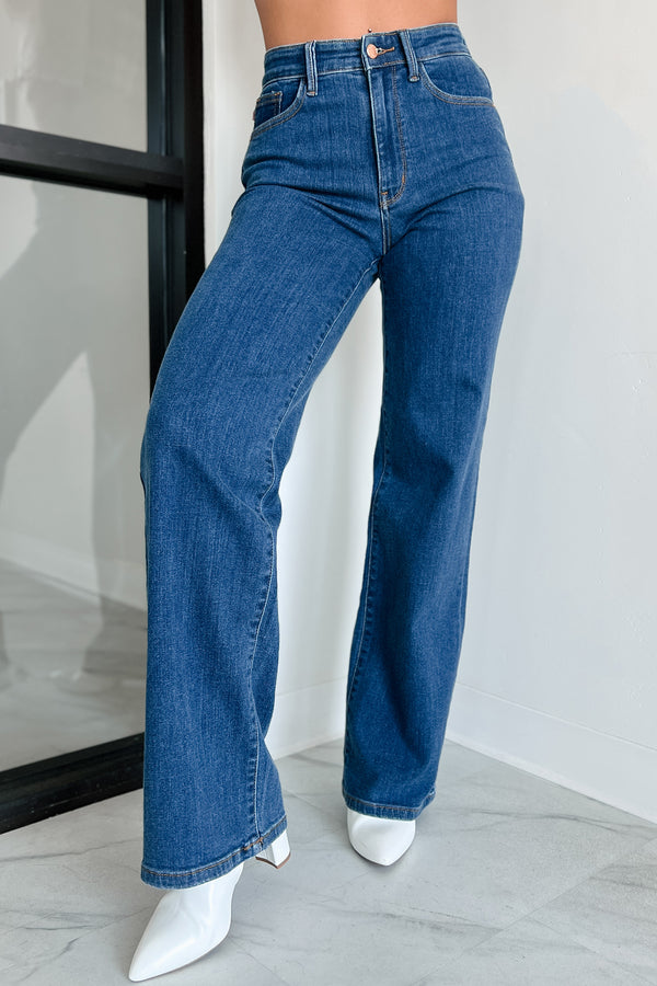 Cedric High Rise Wide Leg Judy Blue Jeans (Dark) - NanaMacs