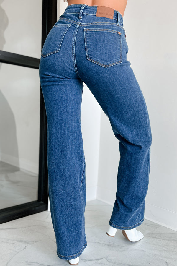 Cedric High Rise Wide Leg Judy Blue Jeans (Dark) - NanaMacs