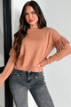 Wyoming Winters Fringe Sweater (Camel) - NanaMacs