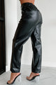CEO Moves Straight Leg Faux Leather Pants (Black) - NanaMacs