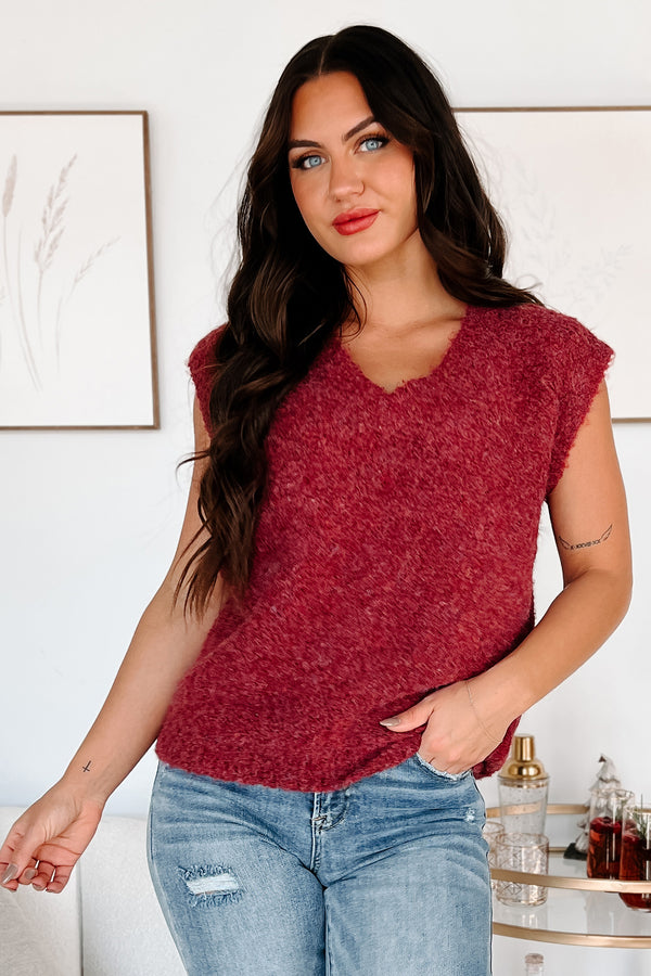 Cozy Embrace Sweater Vest (Burgundy) - NanaMacs