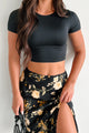 Paige Double-Lined Short Sleeve Crop Top (Black) - NanaMacs