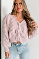 Blossoming Dreams Sweater Cardigan With Flower Buttons (Light Mauve) - NanaMacs