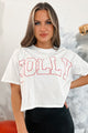 Whole Lotta Joy Oversized "Jolly" Graphic Crop Tee (White) - NanaMacs