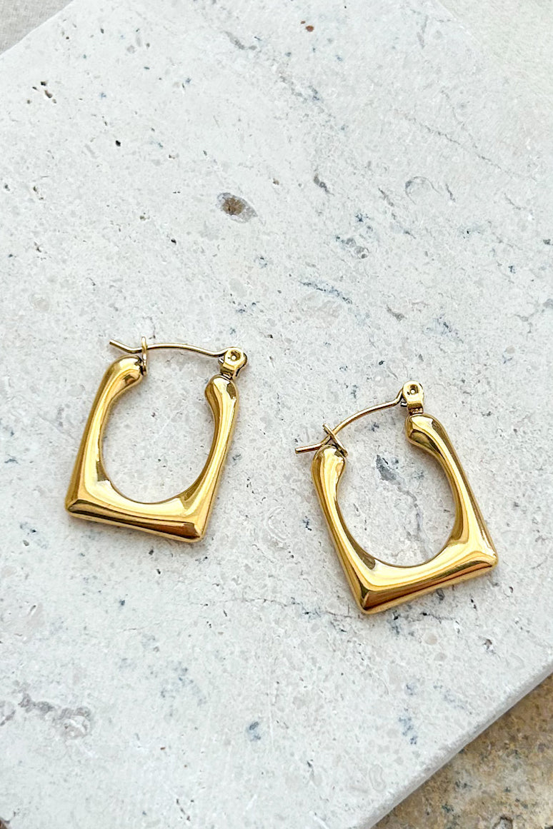 Elite Elegance Square Hoop Earrings (Gold) - NanaMacs