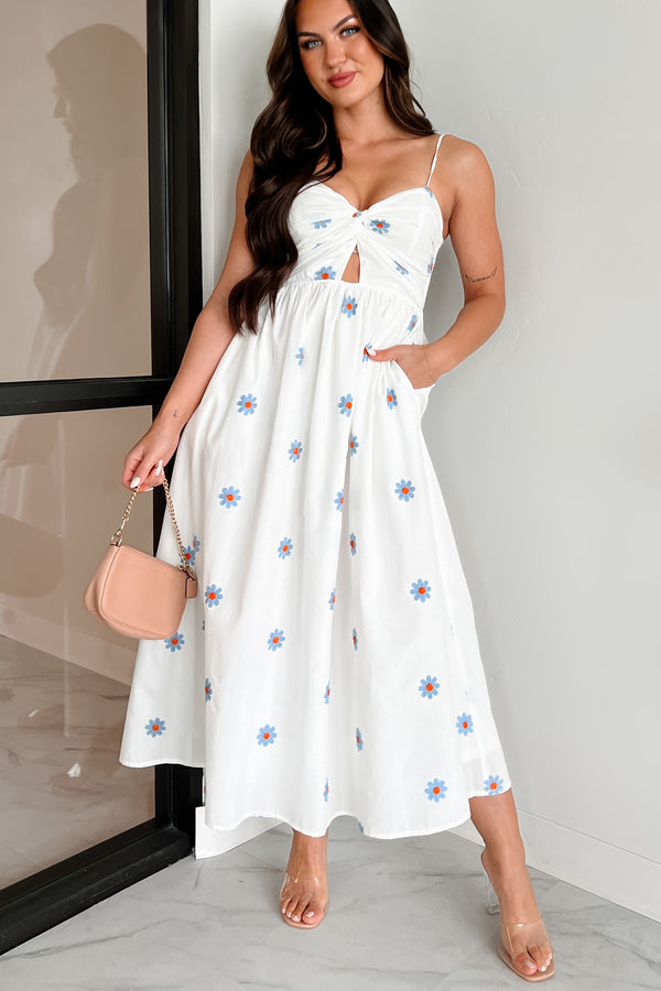 Captivated By You Floral Maxi Dress (Ivory/Blue) - NanaMacs