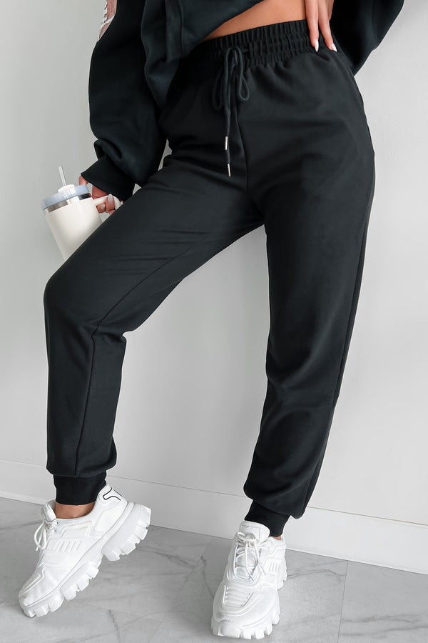 Sleepy Mondays Drawstring Waist Joggers (Black) - NanaMacs