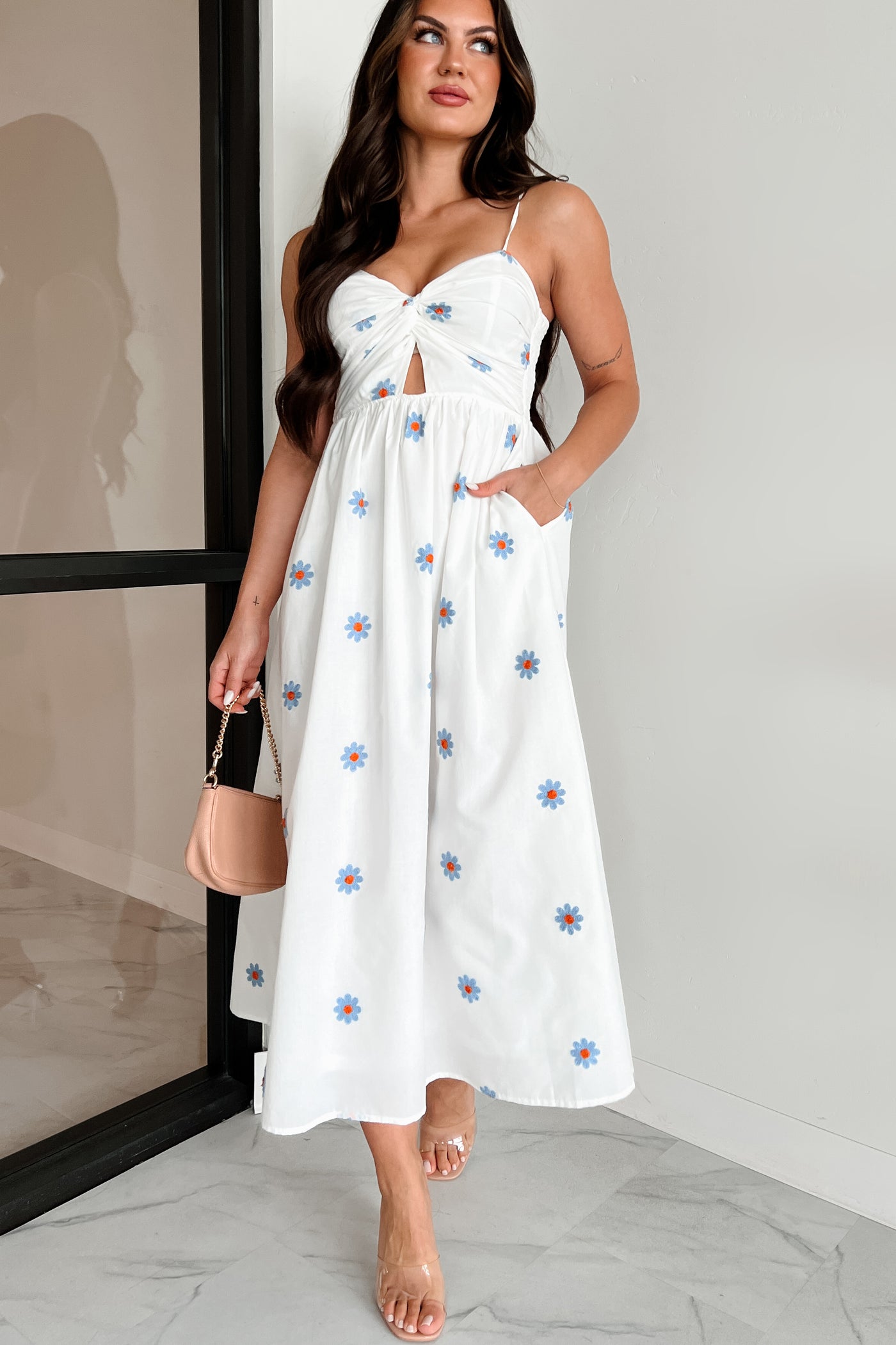 Captivated By You Floral Maxi Dress (Ivory/Blue) - NanaMacs