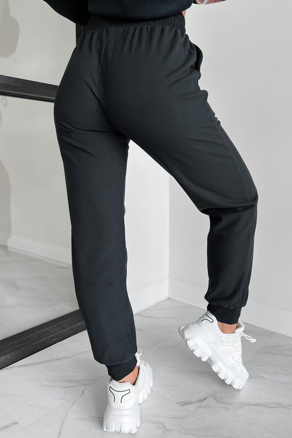 Sleepy Mondays Drawstring Waist Joggers (Black) - NanaMacs