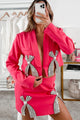 Loving The Attention Slit Front Rhinestone Bow Mini Skirt (Hot Pink) - NanaMacs