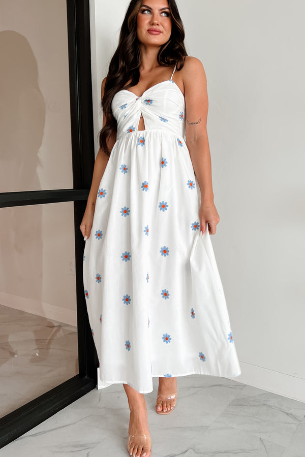 Captivated By You Floral Maxi Dress (Ivory/Blue) - NanaMacs