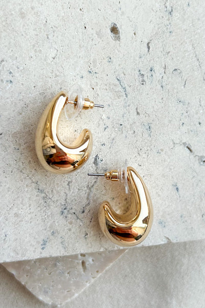 Chic In The City Teardrop Hoop Earrings (Gold) - NanaMacs