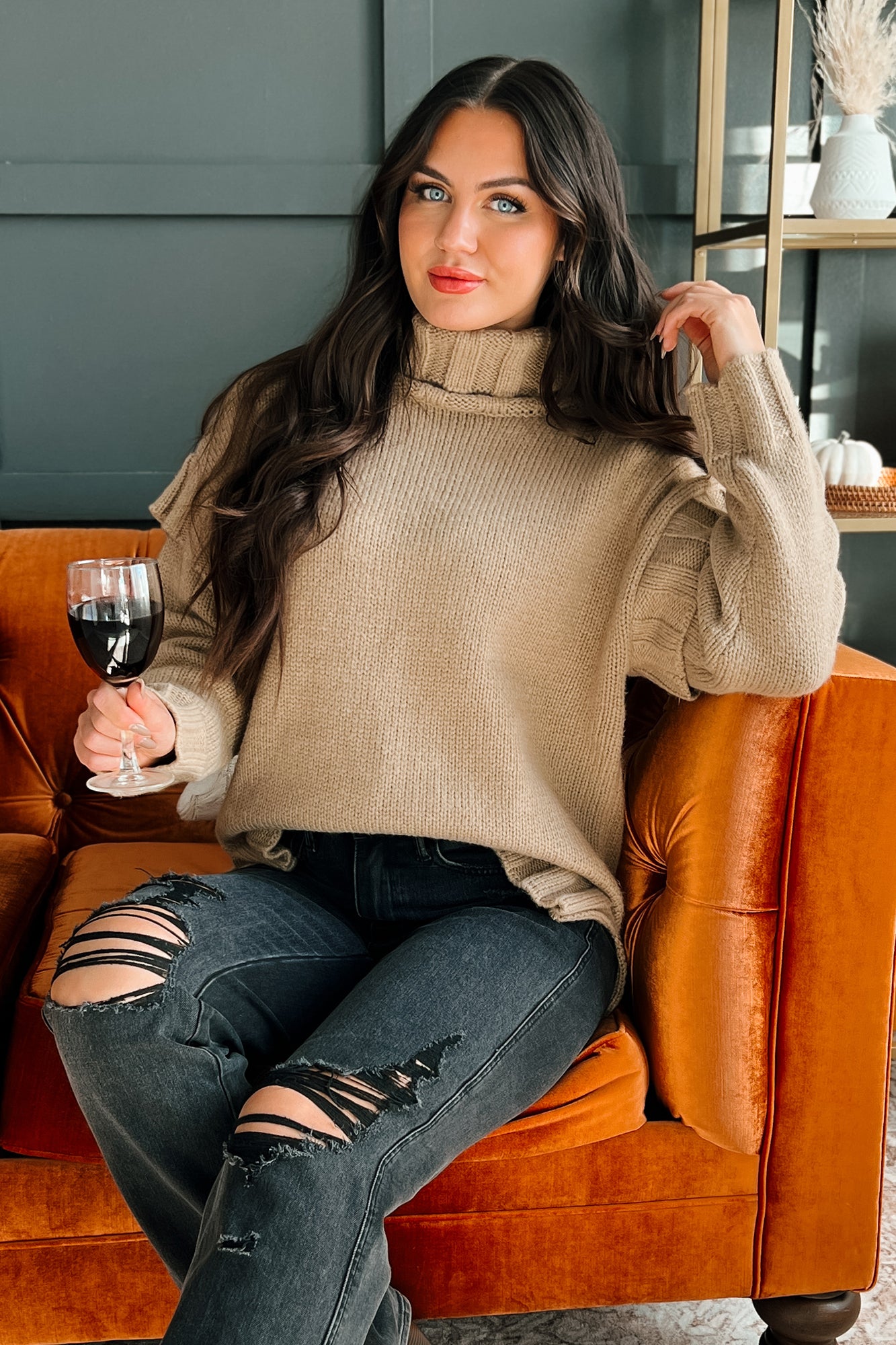 Staying Connected Oversized Turtleneck Sweater (Taupe) · NanaMacs