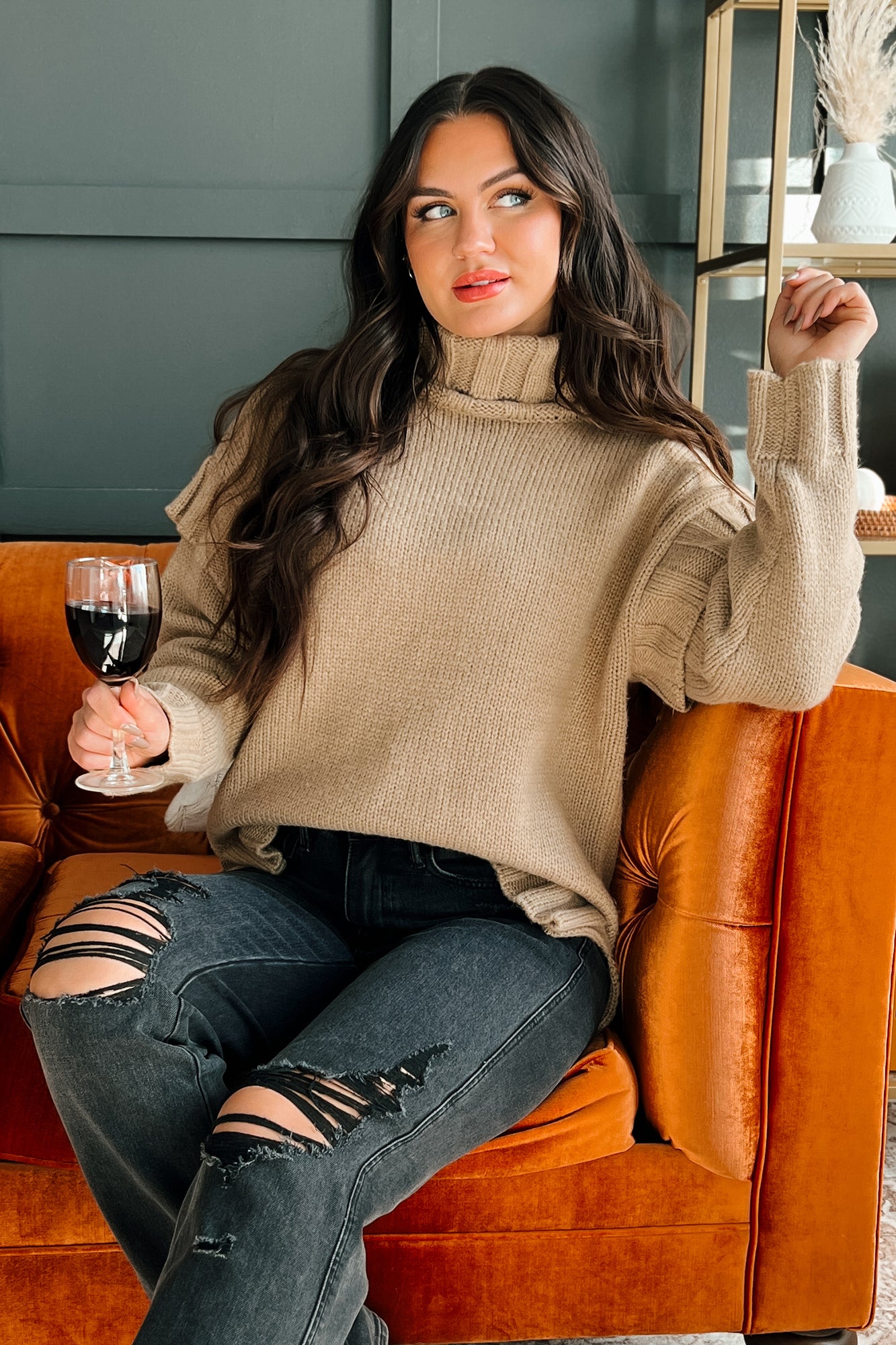 Staying Connected Oversized Turtleneck Sweater (Taupe) · NanaMacs