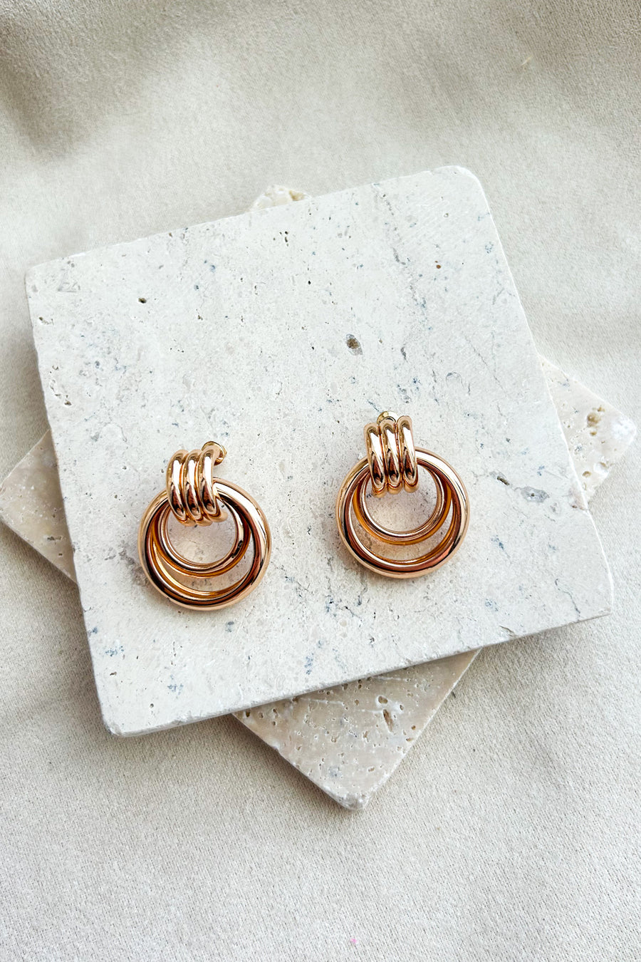 Uptown Glam Layered Hoop Door Knocker Earrings (Gold) - NanaMacs