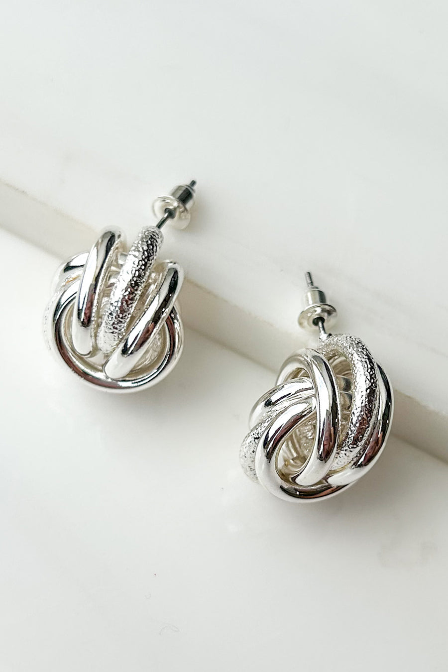 Dignified Response Knotted Charm Earrings (Silver) - NanaMacs