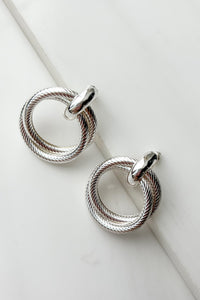 Luxe Lifestyle Textured Door Knocker Earrings (Silver) - NanaMacs