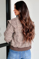 True Trailblazer Plaid Ruffle Bomber Jacket (Brown) - NanaMacs