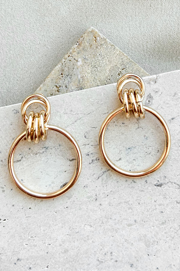 Intriguing Looks Door Knocker Earrings (Gold) - NanaMacs