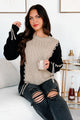 Fall Into Place Colorblock Sweater (Taupe/Black) - NanaMacs