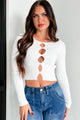 Serving Up Attitude Cut-Out Sweater Top (Ivory) - NanaMacs