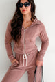 Retro Refresh Hooded Fleece Track Jacket (Wood Rose) - NanaMacs