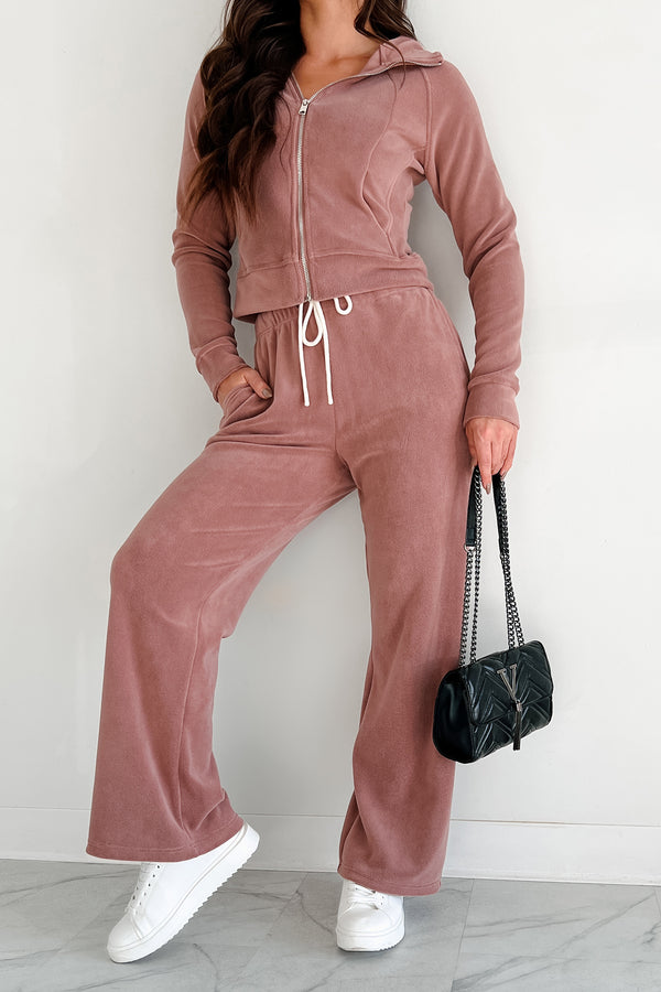 Hey Cutie Fleece Sweatpants (Wood Rose) - NanaMacs