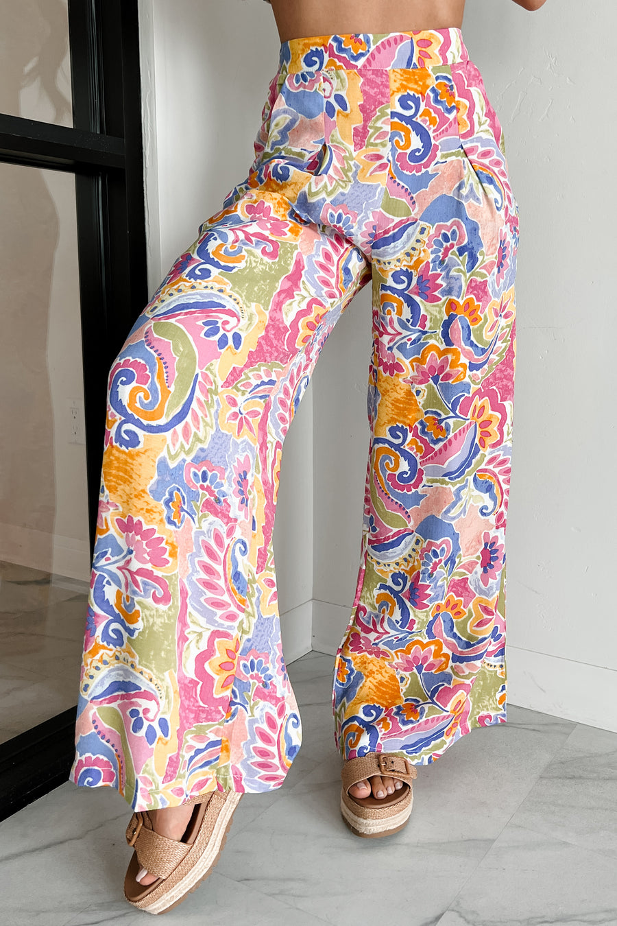 Colorful Imagination Printed Wide Leg Pants (Multi)
