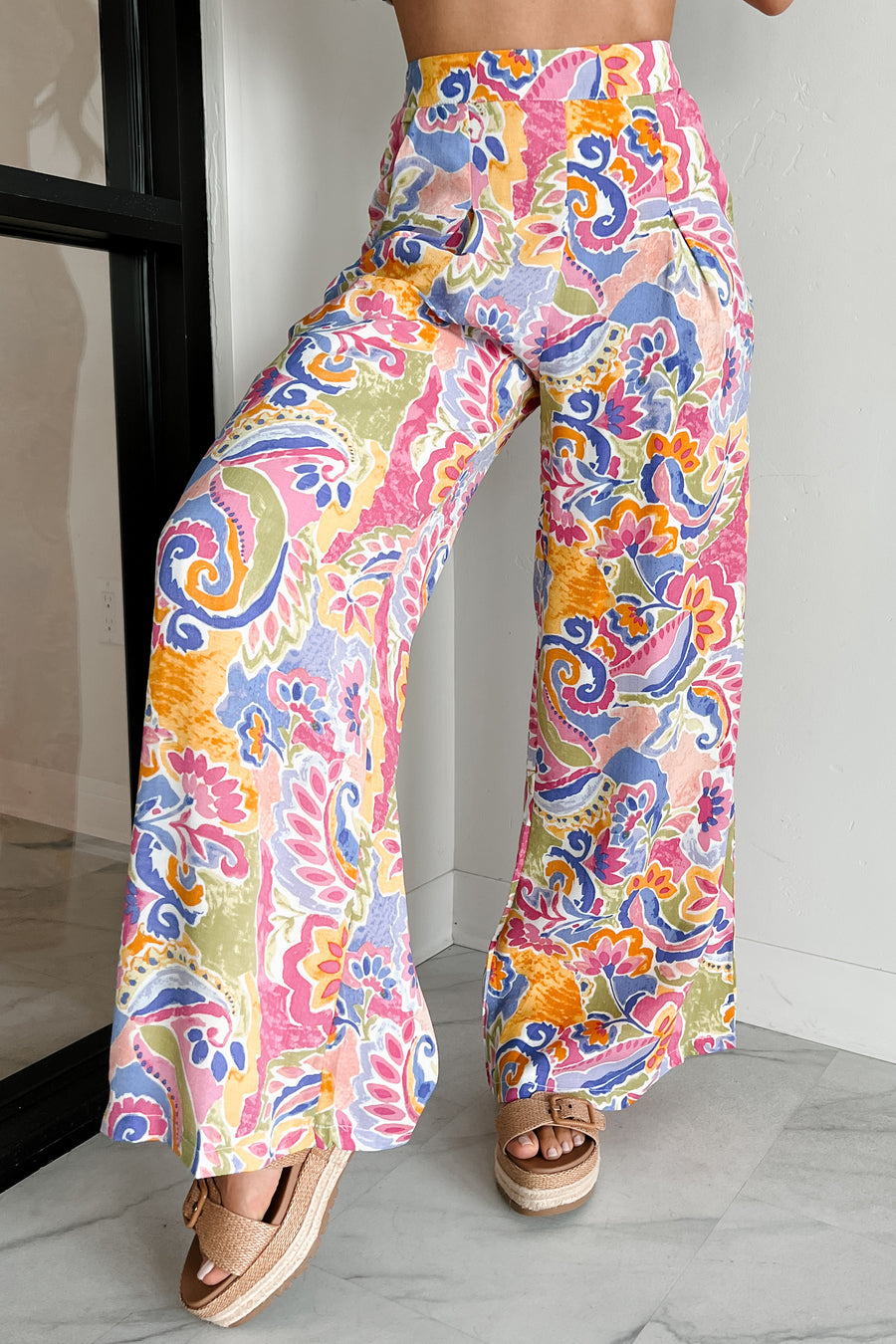 Colorful Imagination Printed Wide Leg Pants (Multi) - NanaMacs