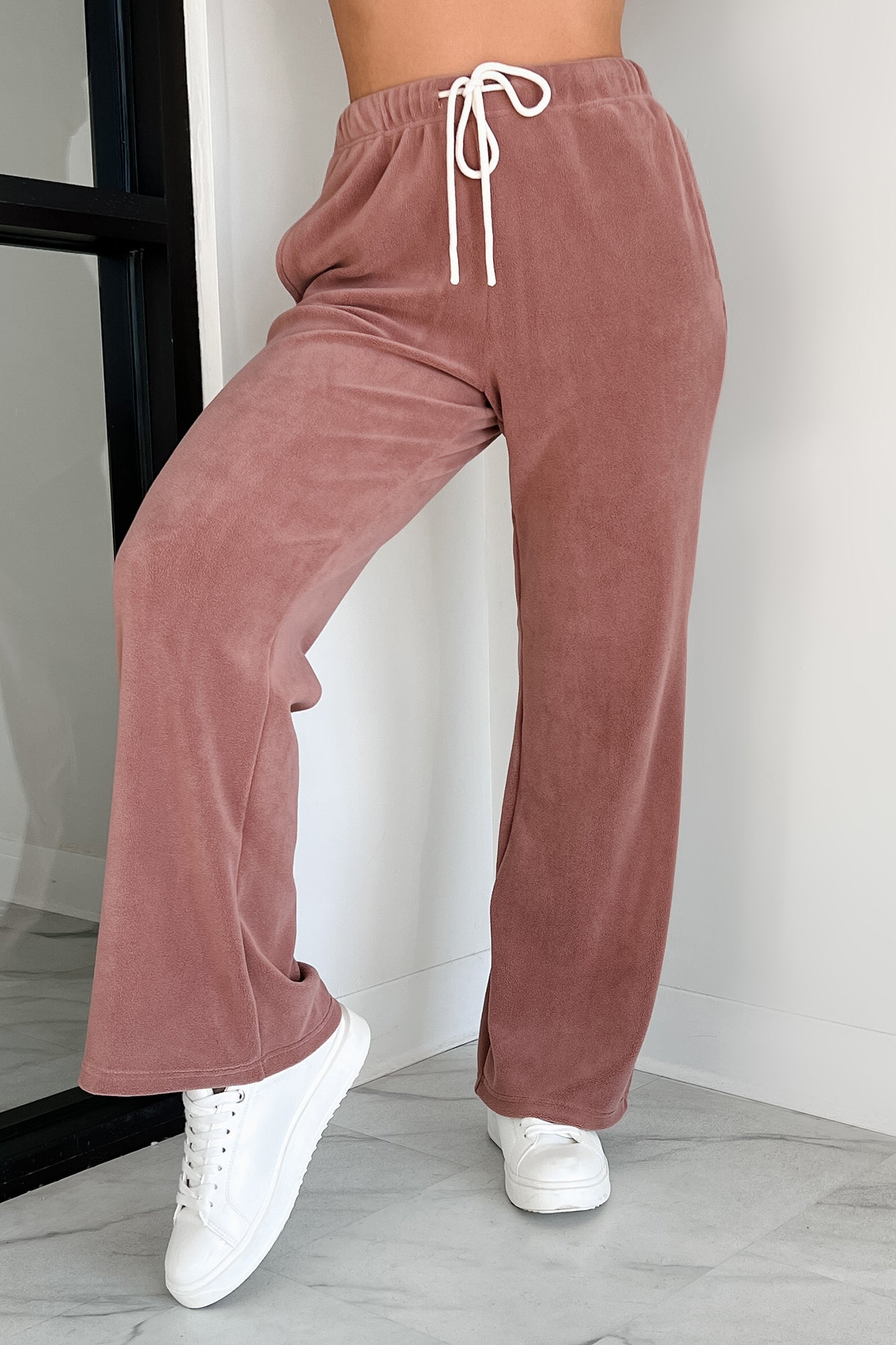 Hey Cutie Fleece Sweatpants (Wood Rose) - NanaMacs