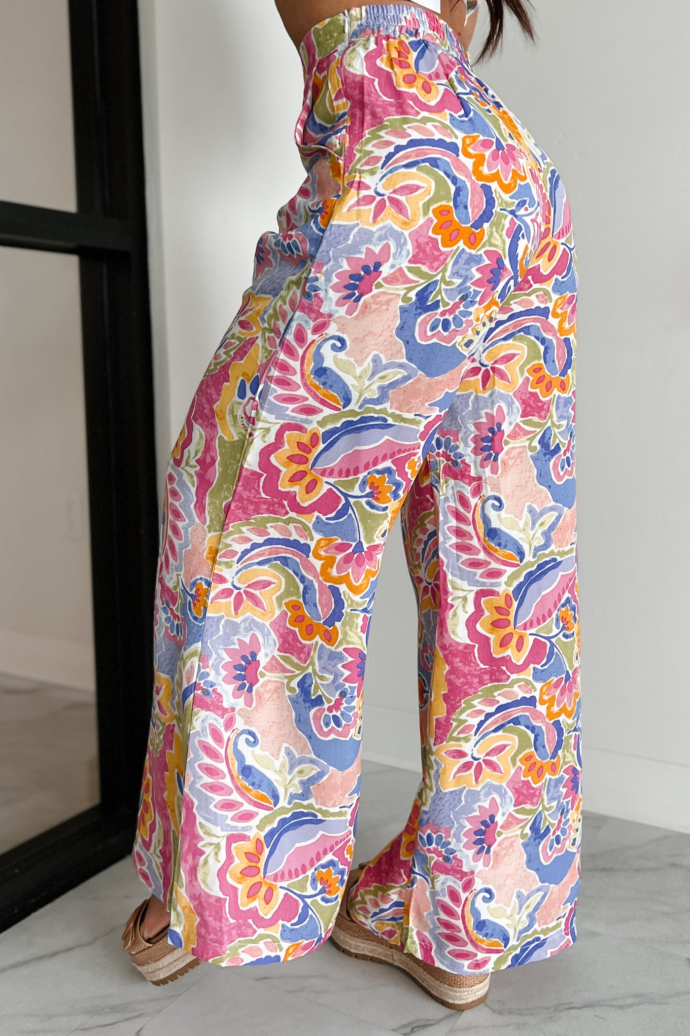 Colorful Imagination Printed Wide Leg Pants (Multi) - NanaMacs