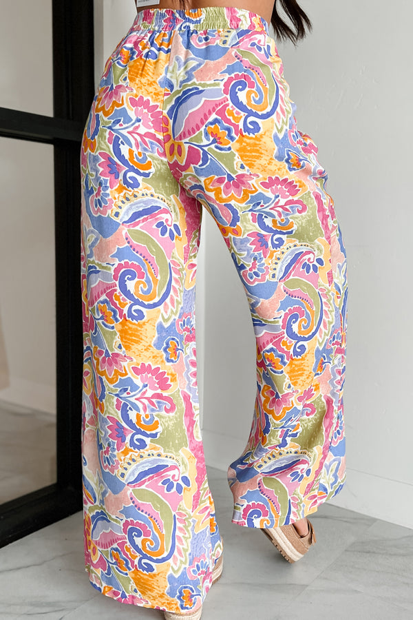 Colorful Imagination Printed Wide Leg Pants (Multi) - NanaMacs