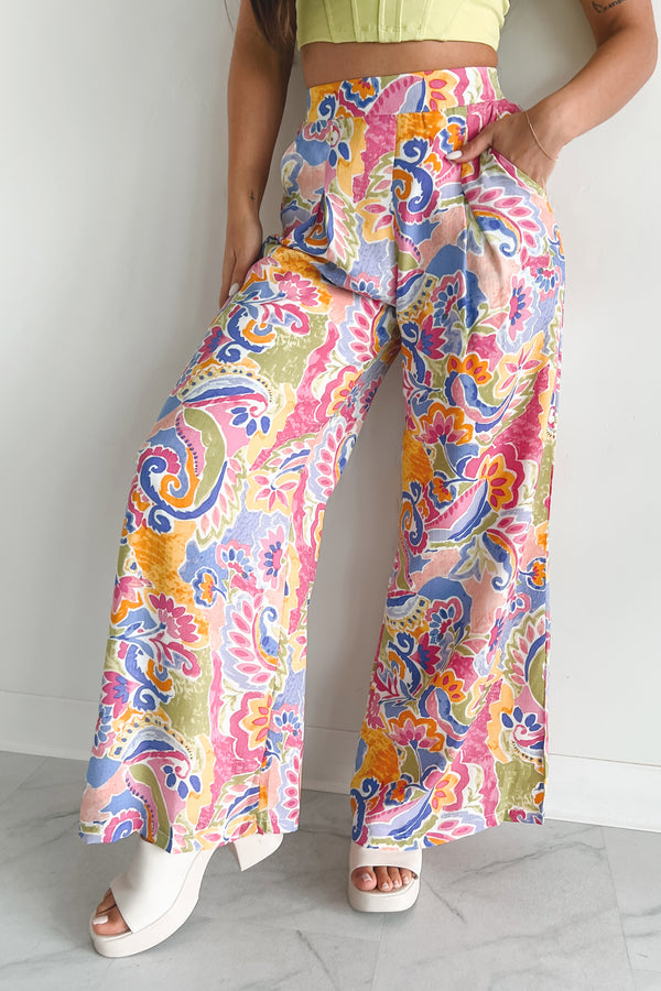 Colorful Imagination Printed Wide Leg Pants (Multi) - NanaMacs