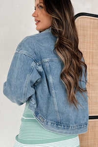 Contemporary & Cool High-Low Denim Crop Jacket (Denim) - NanaMacs