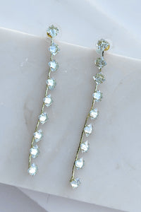 Sparkle Avenue Rhinestone Dangle Earrings (Gold/Clear) - NanaMacs