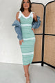 Elevated Opinions Striped Rib Knit Midi Dress (Sea Green) - NanaMacs